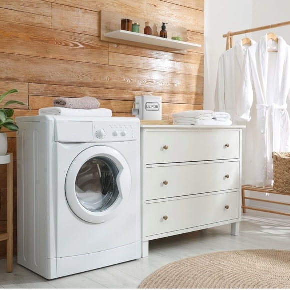 New-White Farmhouse Laundry Canister with Scoop - Picture 2 of 16